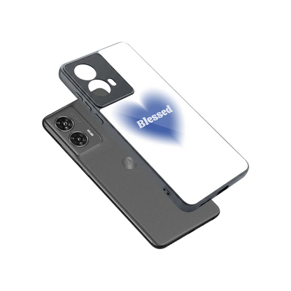 Blessed sleek motorola edge 50 fusion cover with tempered glass back and TPU edges
