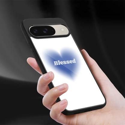 Blessed sleek google pixel 9 cover with tempered glass back and TPU edges