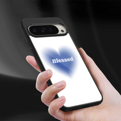 Blessed sleek google pixel 9 pro cover with tempered glass back and TPU edges