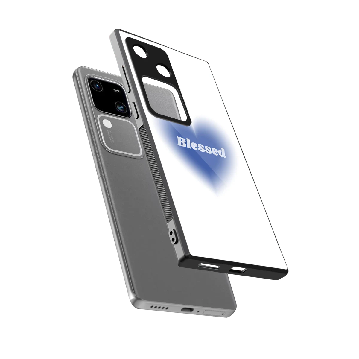 Blessed sleek vivo v30 cover with tempered glass back and TPU edges