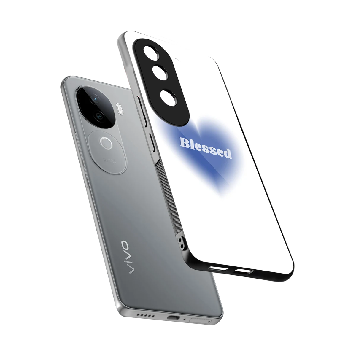 Blessed sleek vivo v40e cover with tempered glass back and TPU edges