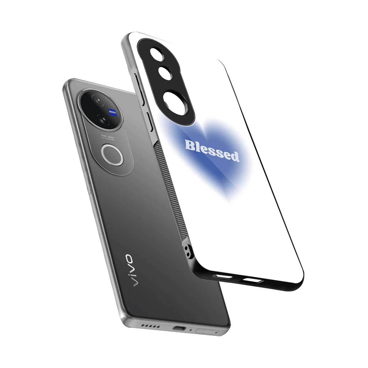 Blessed sleek vivo v50 cover with tempered glass back and TPU edges