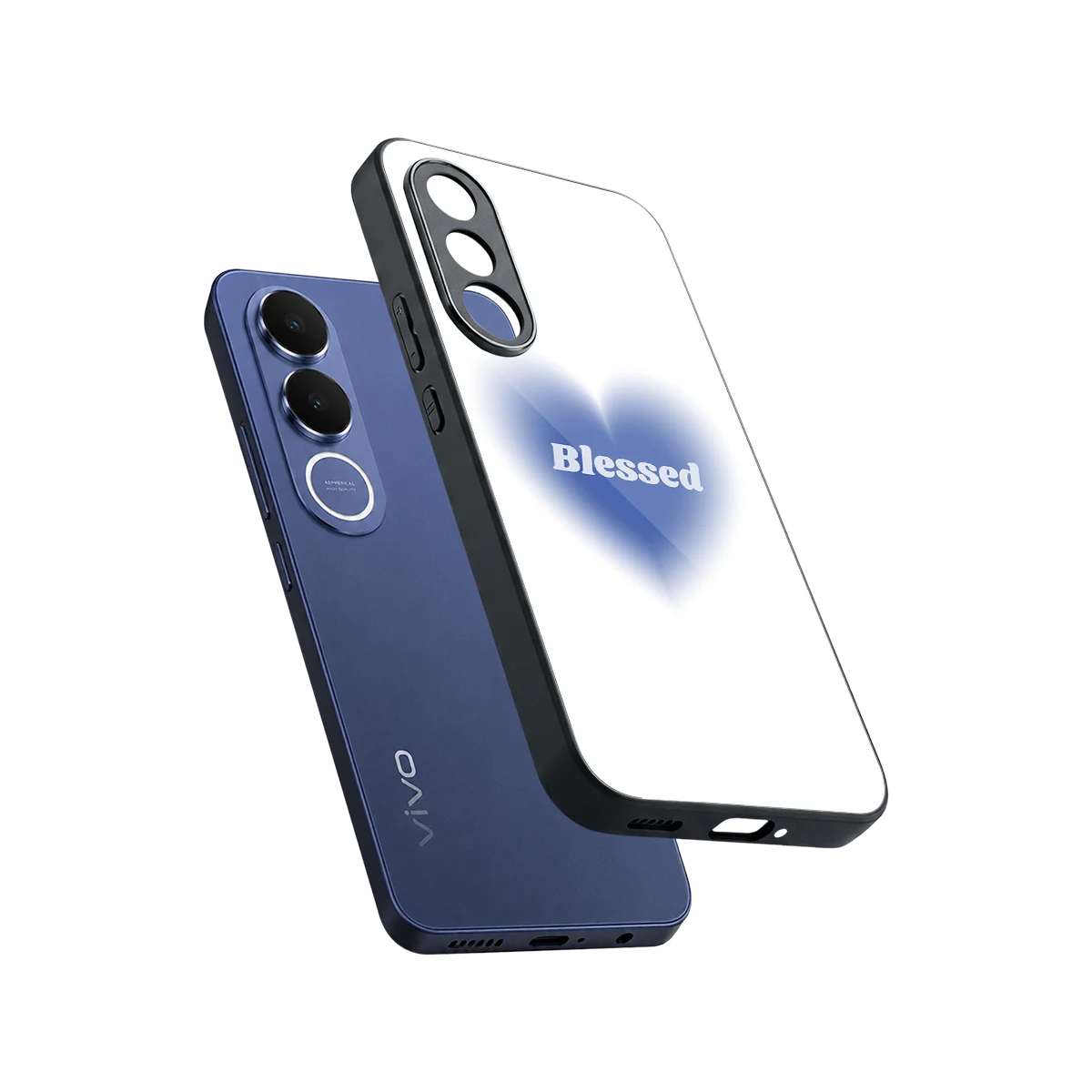 Blessed sleek vivo v70 fe cover with tempered glass back and TPU edges