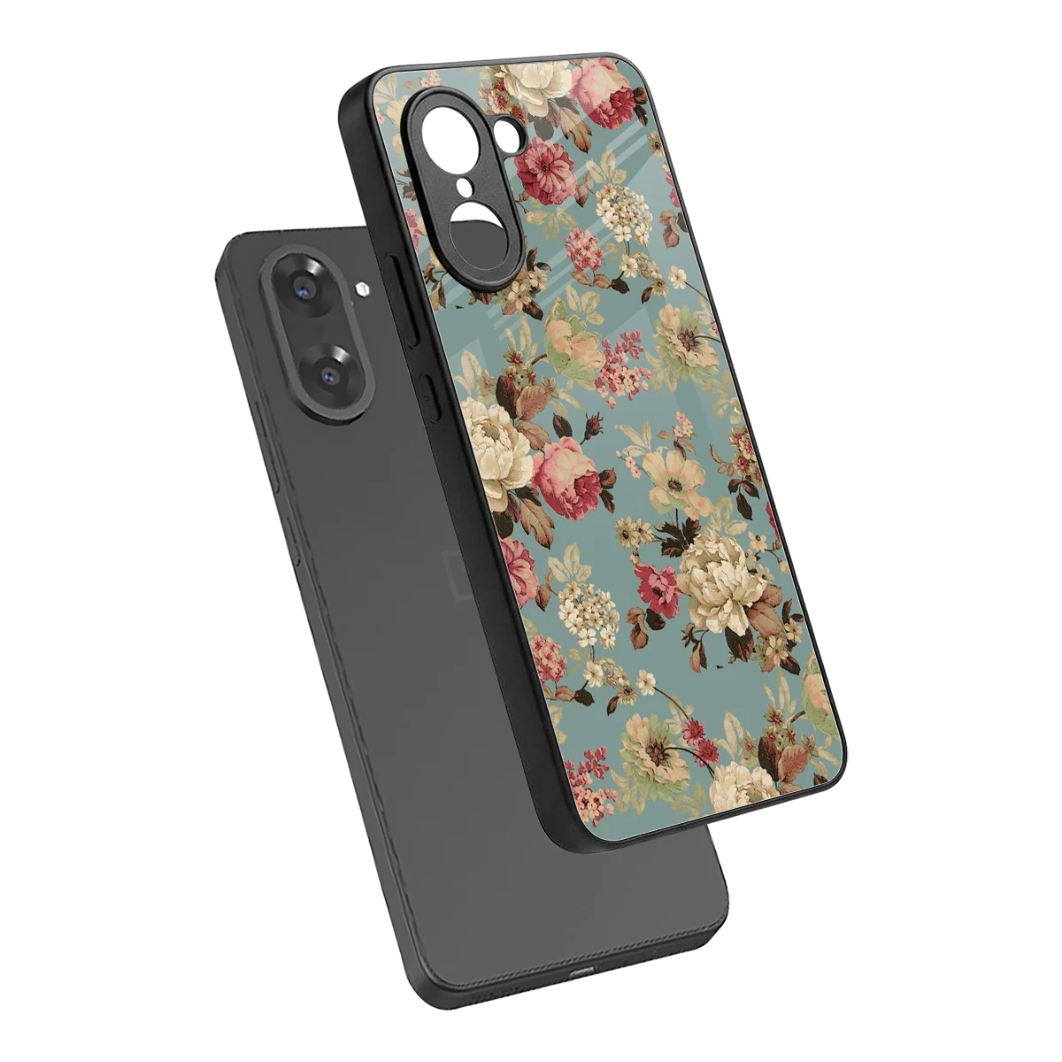 Bloom Bliss sleek oneplus nord ce5 5g cover with tempered glass back and TPU edges
