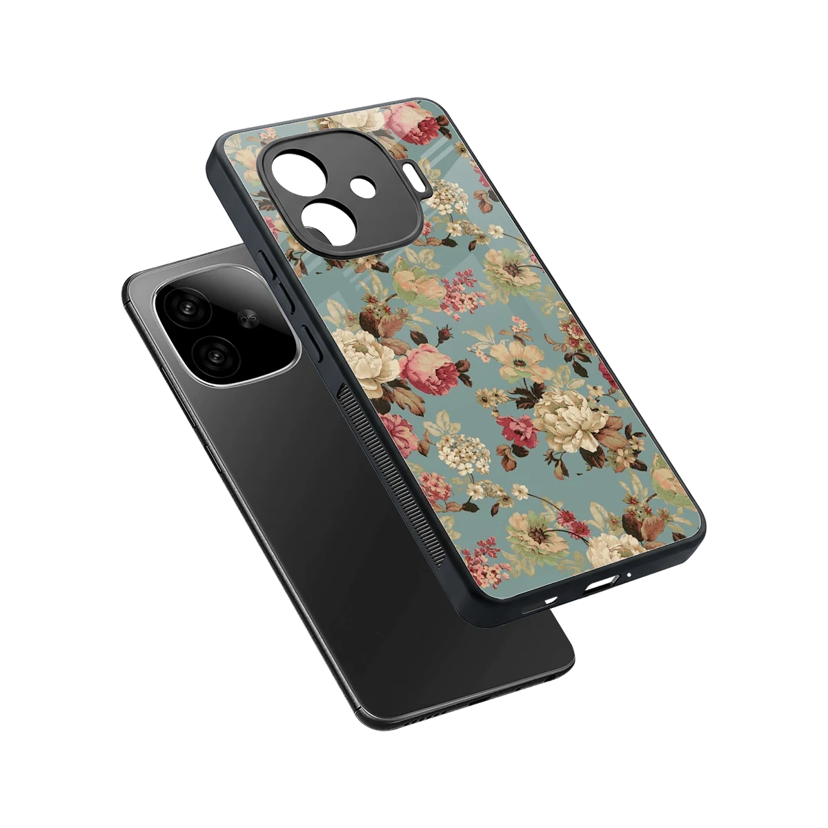 Bloom Bliss sleek iqoo neo 10r 5g cover with tempered glass back and TPU edges