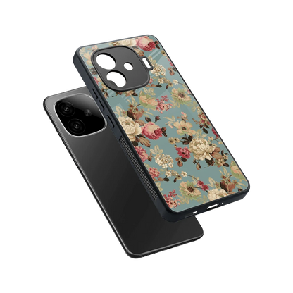 Bloom Bliss sleek iqoo neo 10r 5g cover with tempered glass back and TPU edges