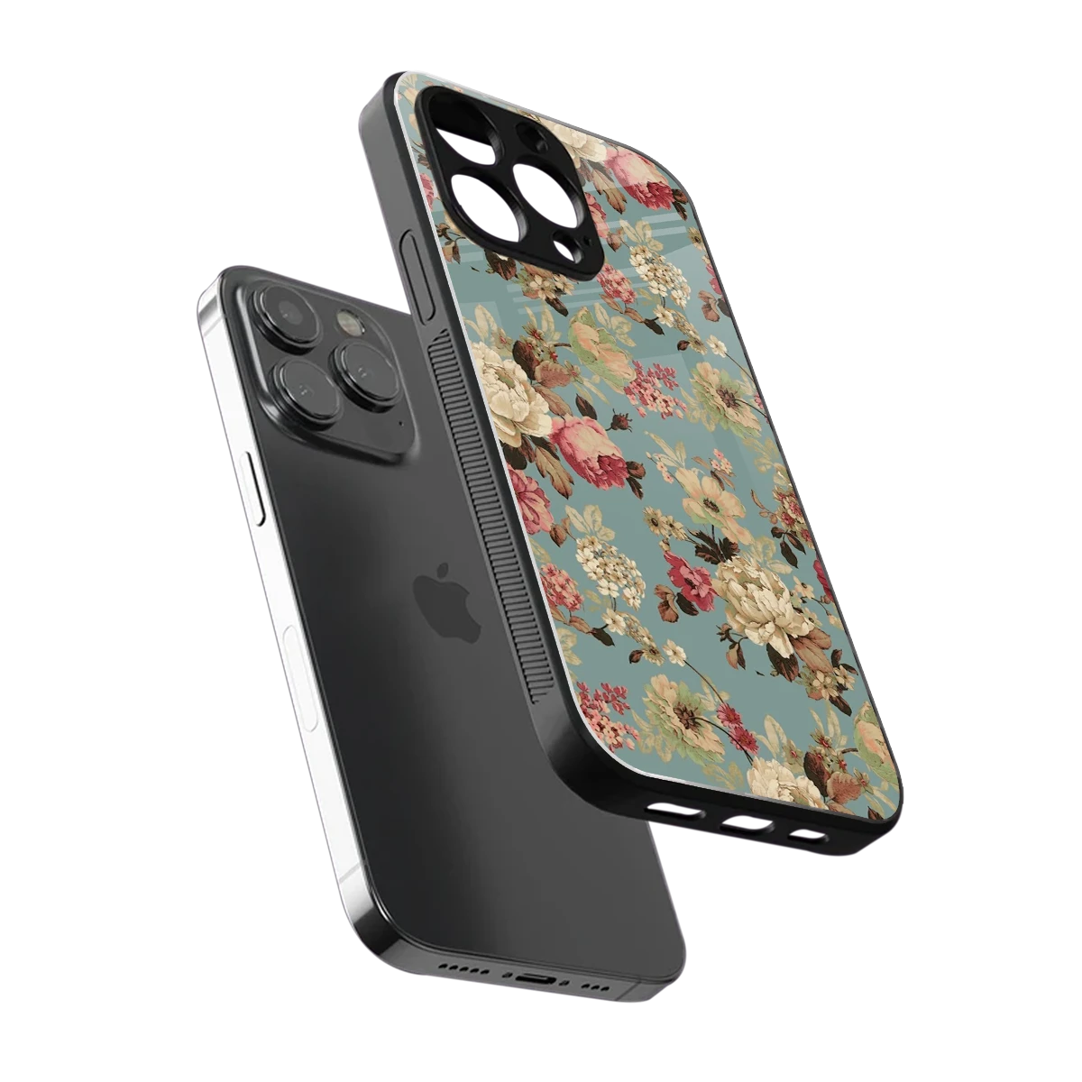 Bloom Bliss sleek iphone 13 pro cover with tempered glass back and TPU edges