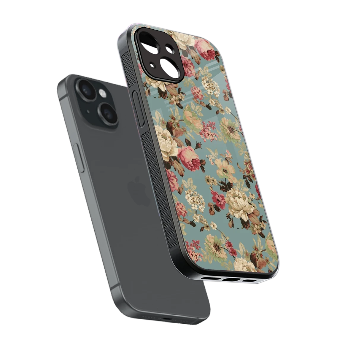 Bloom Bliss sleek iphone 13 cover with tempered glass back and TPU edges