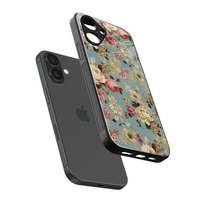Bloom Bliss sleek iPhone 16 cover with tempered glass back and TPU edges