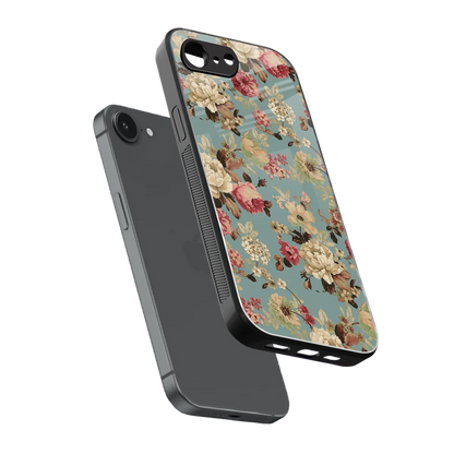Bloom Bliss sleek iphone 16e cover with tempered glass back and TPU edges