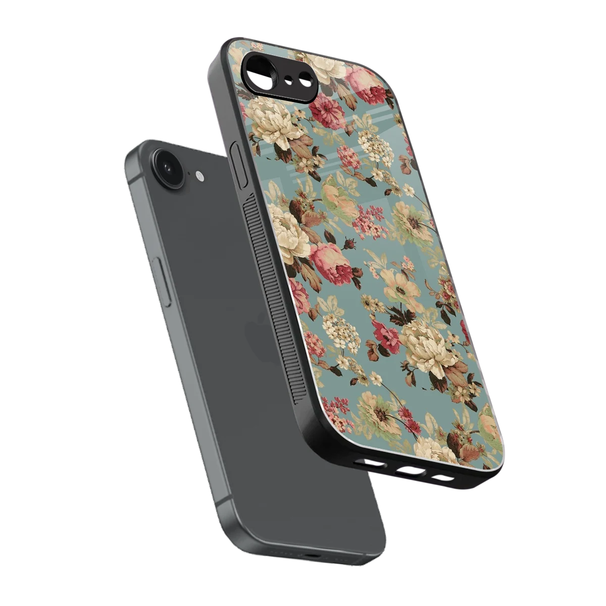 Bloom Bliss sleek iphone 17e cover with tempered glass back and TPU edges