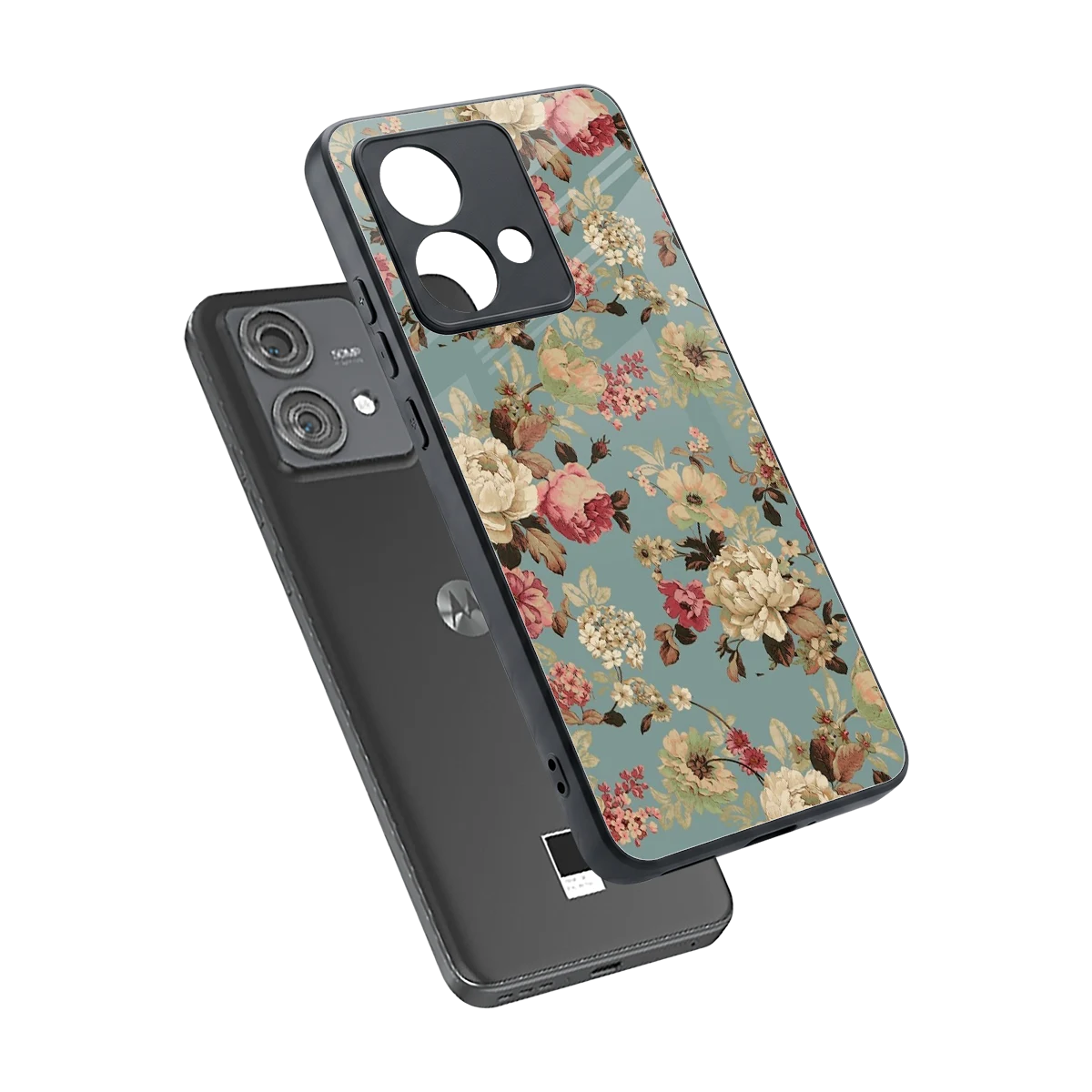 Bloom Bliss sleek motorola edge 40 neo 5g cover with tempered glass back and TPU edges