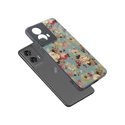 Bloom Bliss sleek motorola edge 50 fusion cover with tempered glass back and TPU edges