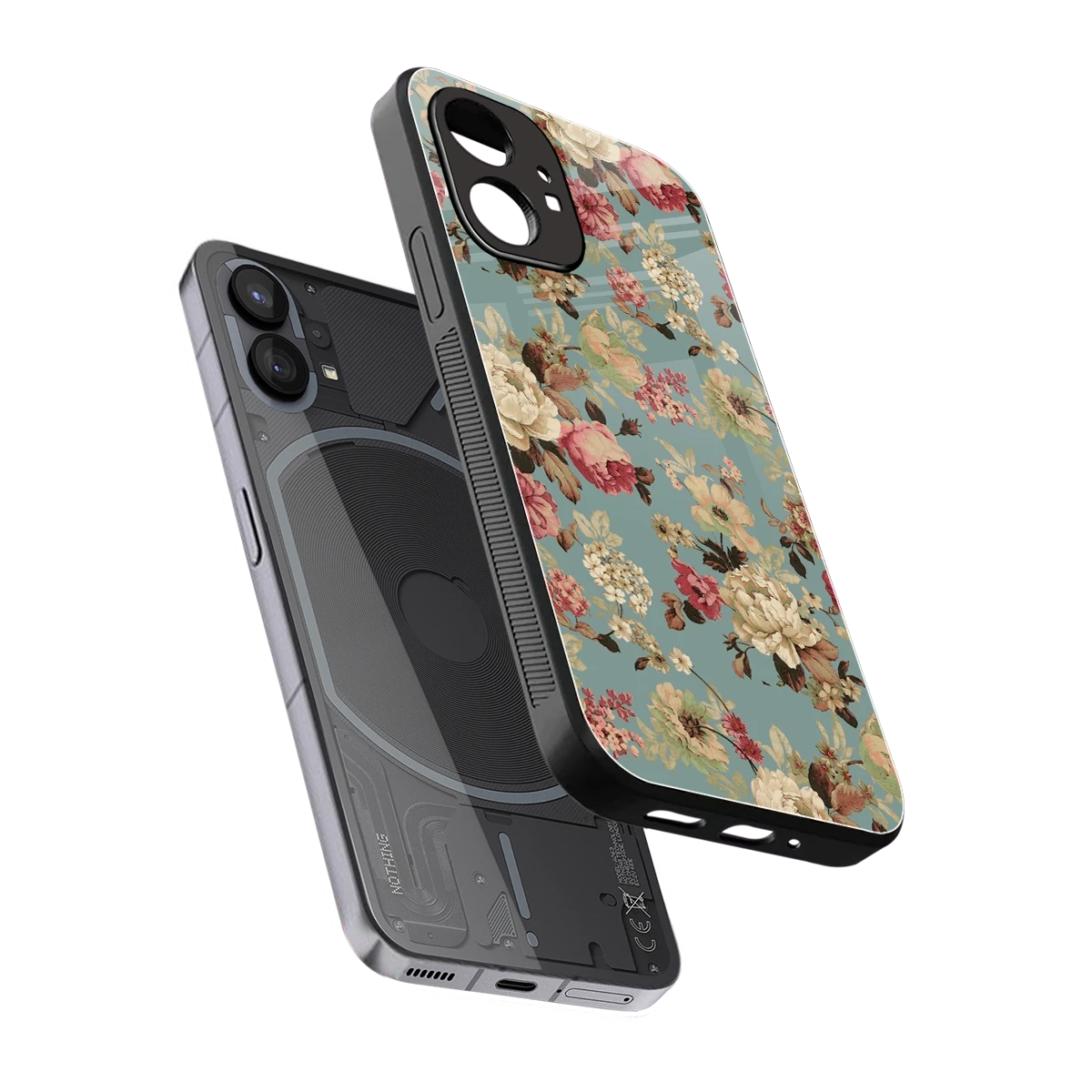 Bloom Bliss sleek nothing phone 1 cover with tempered glass back and TPU edges