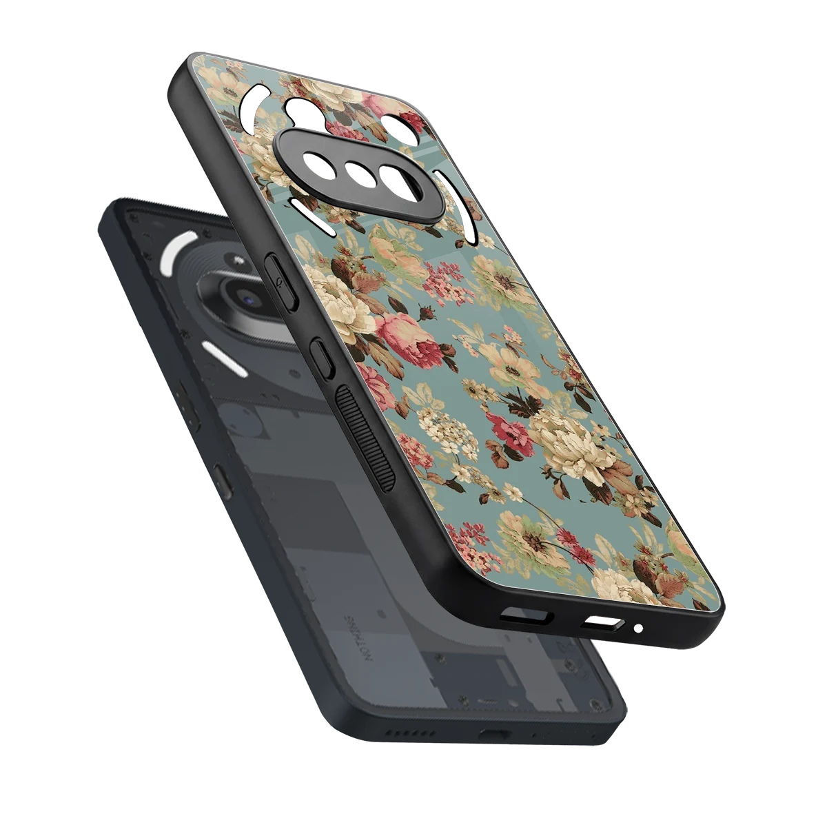 Bloom Bliss sleek nothing phone 3a cover with tempered glass back and TPU edges