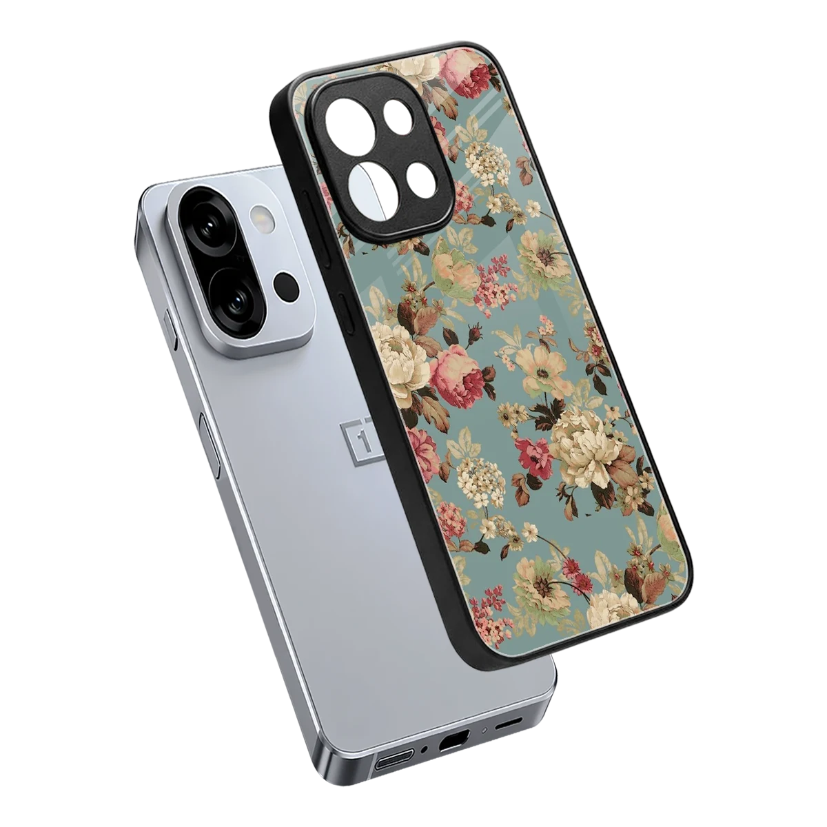 Bloom Bliss sleek oneplus 13s cover with tempered glass back and TPU edges