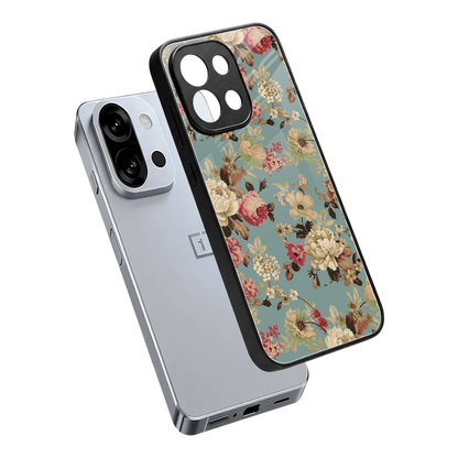 Bloom Bliss sleek oneplus 13s cover with tempered glass back and TPU edges