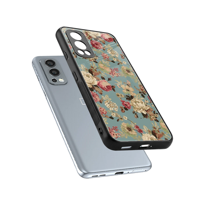Bloom Bliss sleek oneplus nord 2 cover with tempered glass back and TPU edges