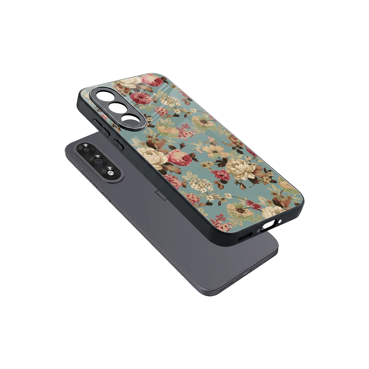 Bloom Bliss sleek oneplus nord 5 cover with tempered glass back and TPU edges