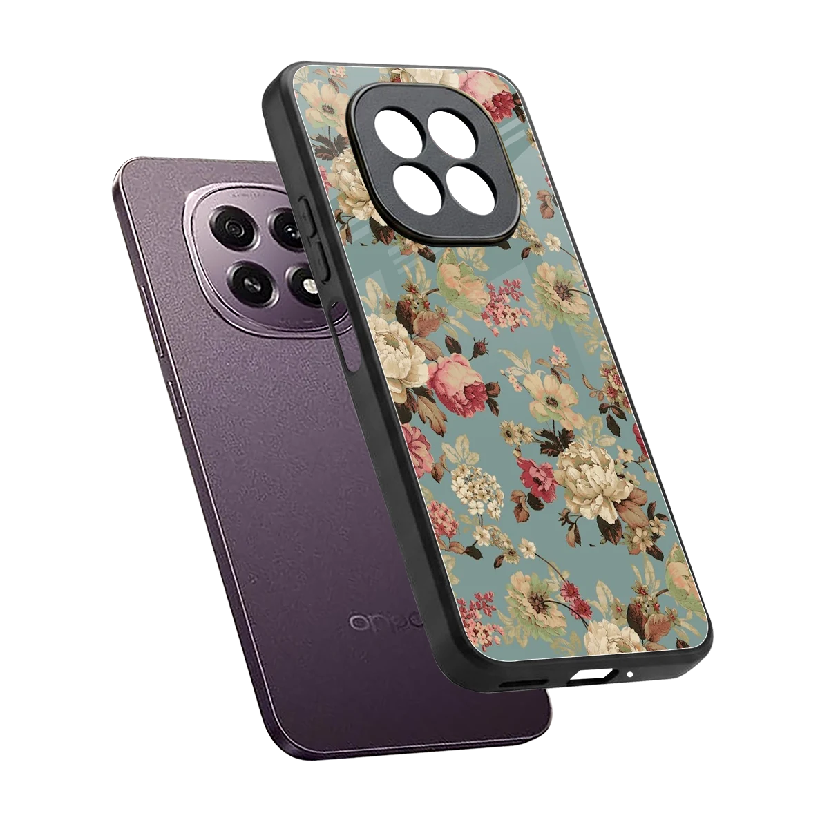 Bloom Bliss sleek oppo f29 5g cover with tempered glass back and TPU edges