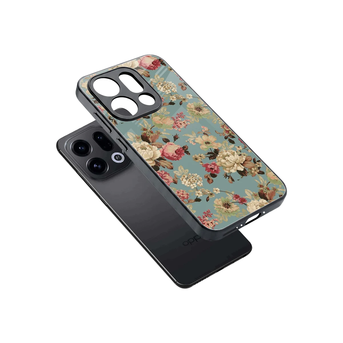 Bloom Bliss sleek oppo find x9 cover with tempered glass back and TPU edges