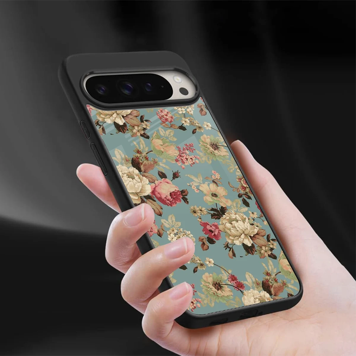 Bloom Bliss sleek google pixel 9 pro cover with tempered glass back and TPU edges