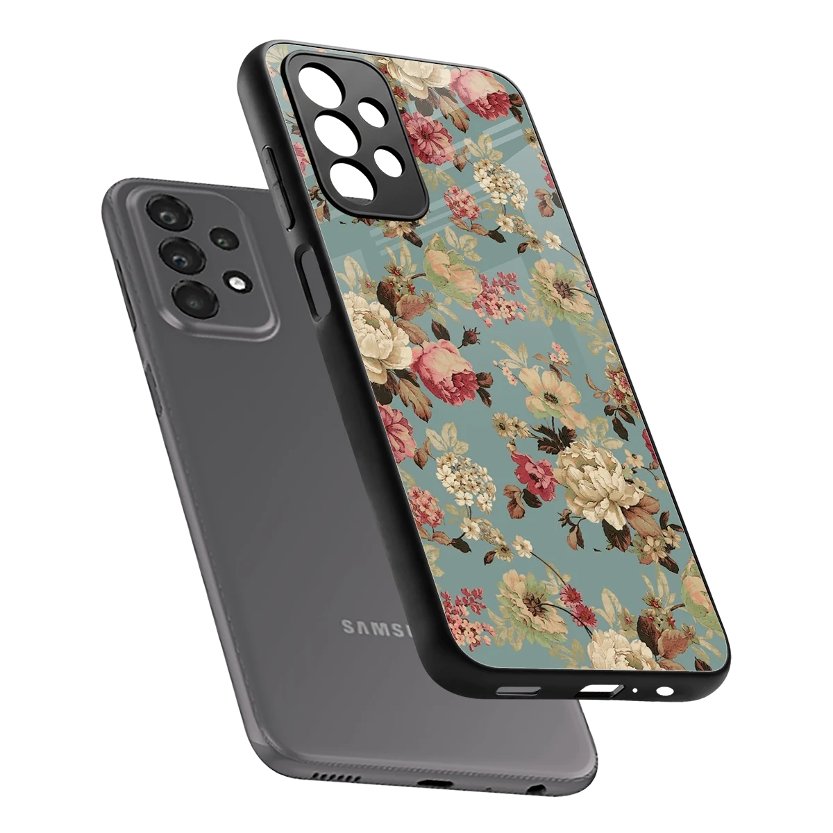 Bloom Bliss sleek samsung galaxy a23 cover with tempered glass back and TPU edges