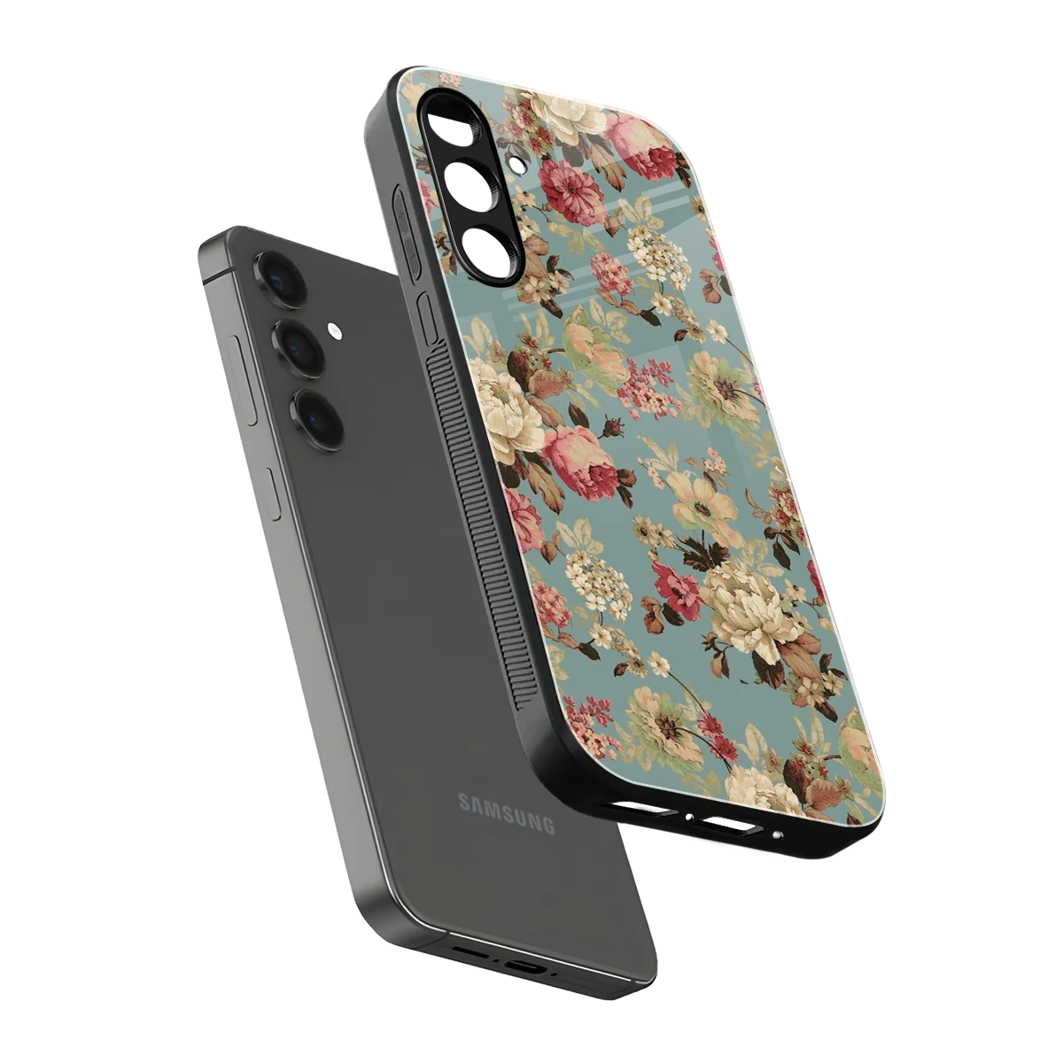 Bloom Bliss sleek samsung galaxy a14 5g cover with tempered glass back and TPU edges