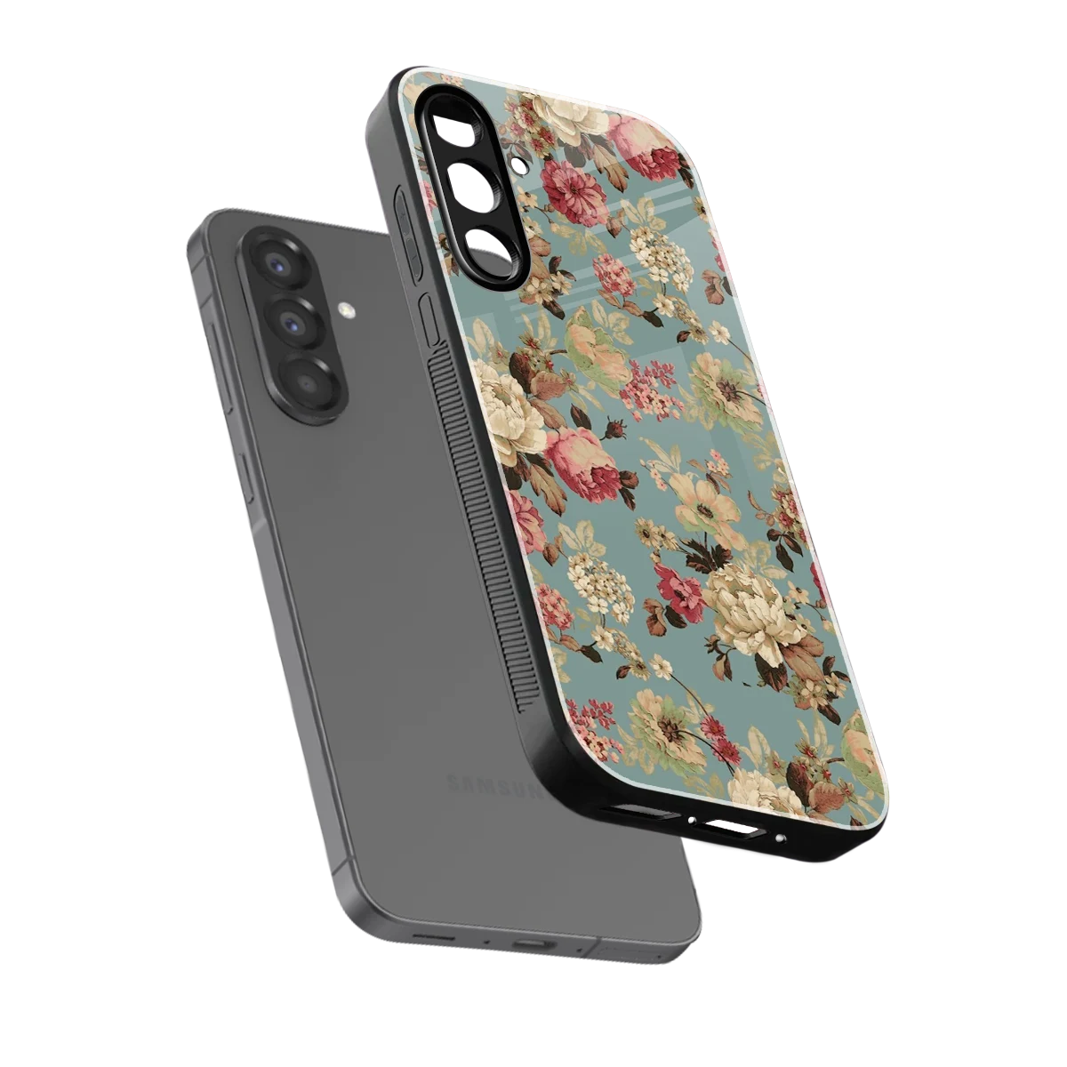 Bloom Bliss sleek samsung galaxy a56 5g cover with tempered glass back and TPU edges