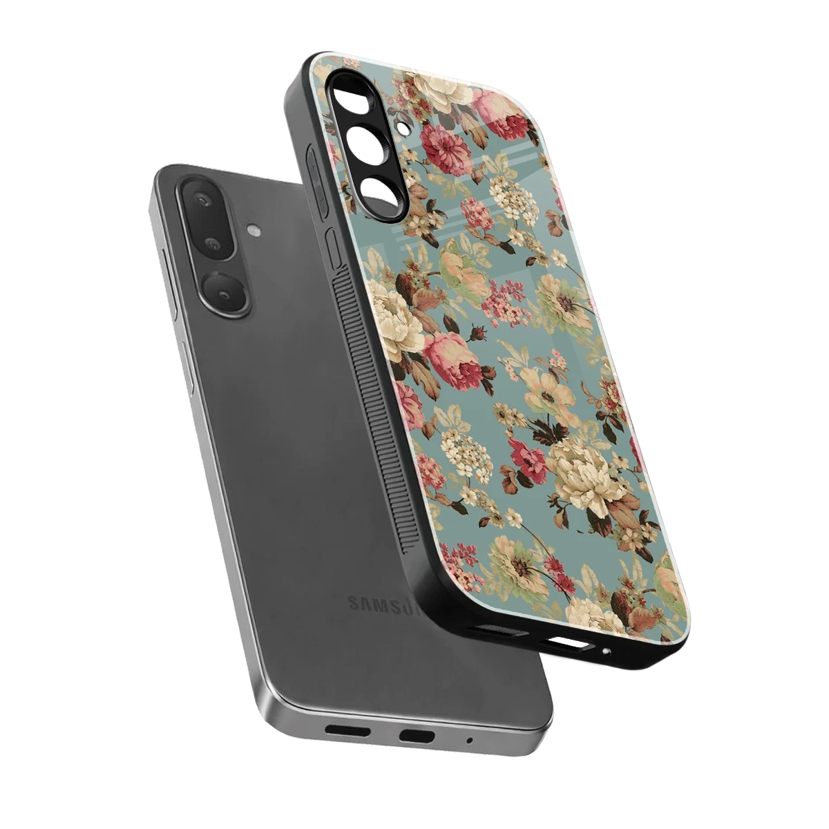 Bloom Bliss sleek samsung galaxy m36 5g cover with tempered glass back and TPU edges