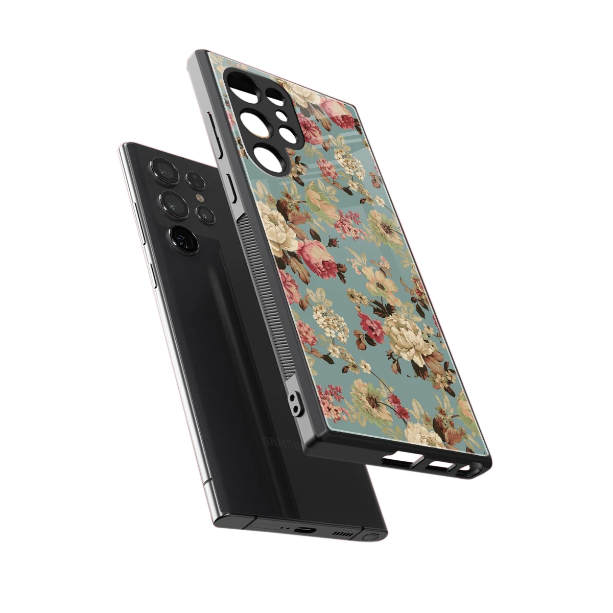 Bloom Bliss sleek samsung galaxy s23 ultra cover with tempered glass back and TPU edges