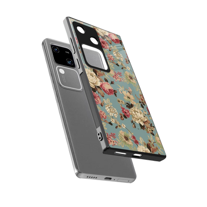 Bloom Bliss sleek vivo v30 cover with tempered glass back and TPU edges