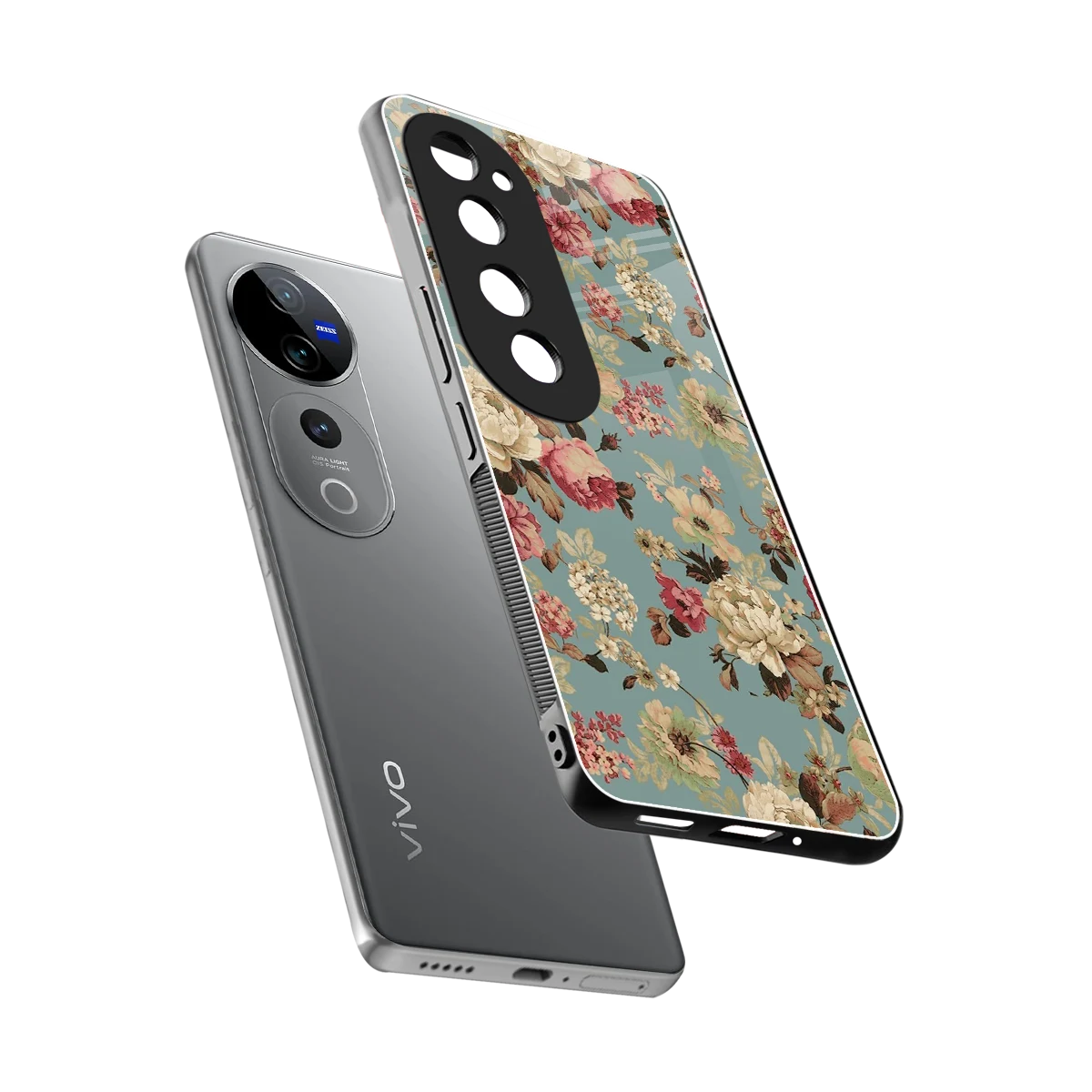Bloom Bliss sleek vivo v40 pro cover with tempered glass back and TPU edges