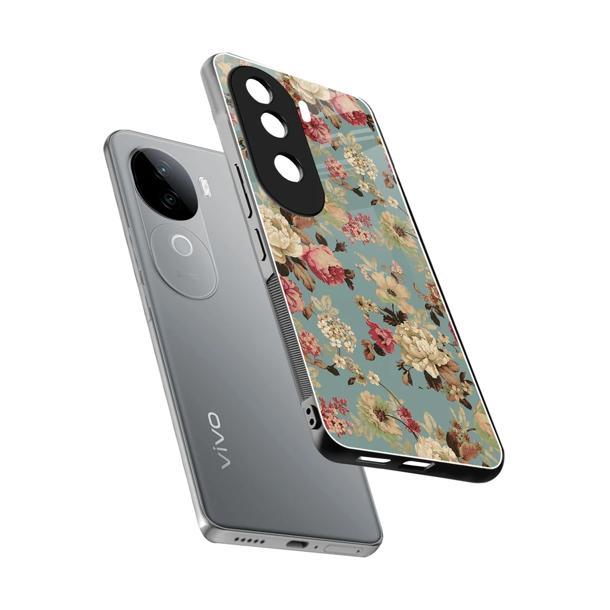 Bloom Bliss sleek vivo v40e cover with tempered glass back and TPU edges