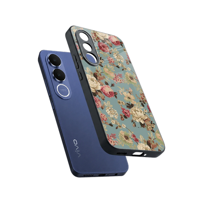 Bloom Bliss sleek vivo v70 fe cover with tempered glass back and TPU edges