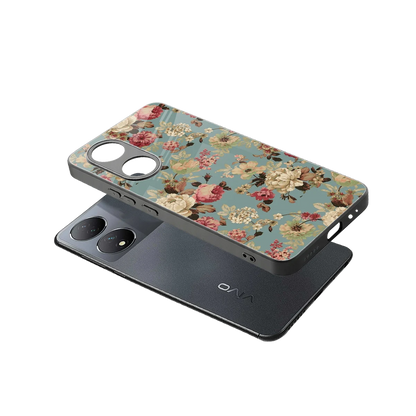 Bloom Bliss sleek Vivo-y100 cover with tempered glass back and TPU edges