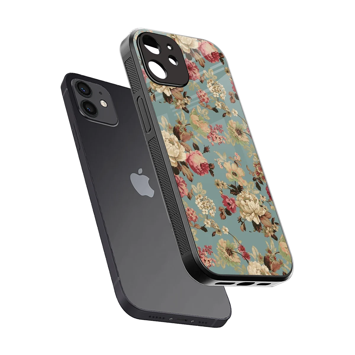 Bloom Bliss sleek iphone 12 cover with tempered glass back and TPU edges