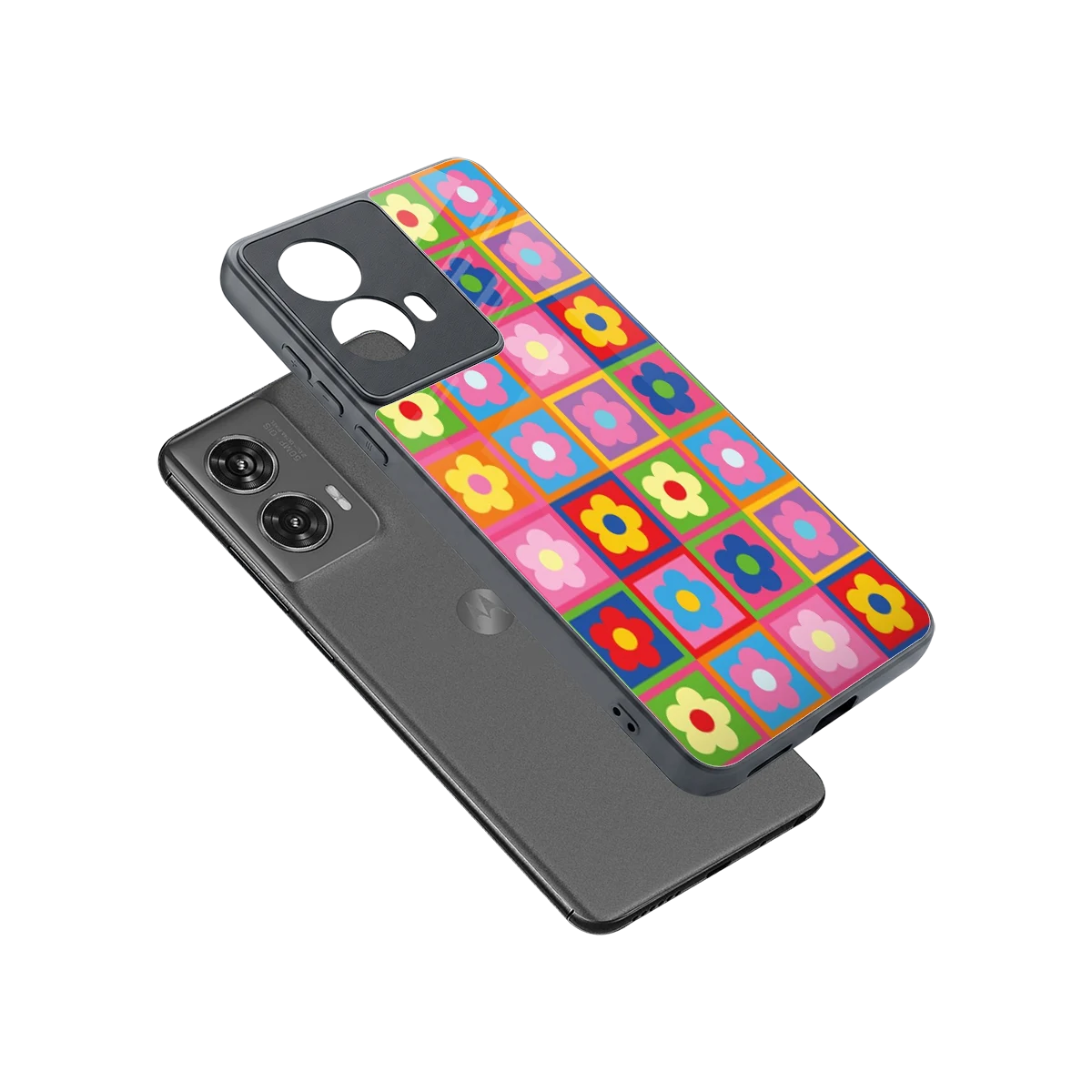 Blossom Harmony sleek motorola edge 50 fusion cover with tempered glass back and TPU edges