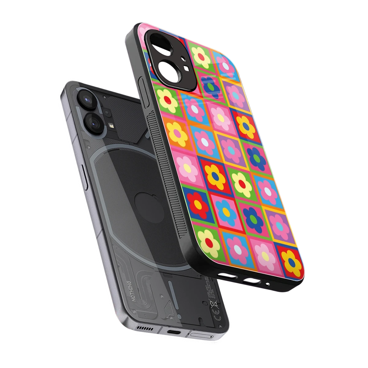Blossom Harmony sleek nothing phone 1 cover with tempered glass back and TPU edges