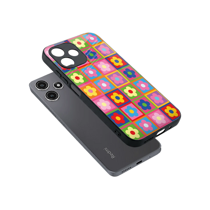 Blossom Harmony sleek redmi 12 5g cover with tempered glass back and TPU edges
