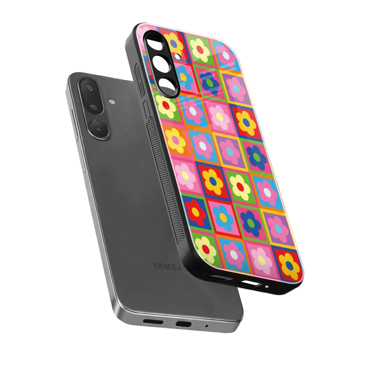 Blossom Harmony sleek samsung galaxy m56 5g cover with tempered glass back and TPU edges