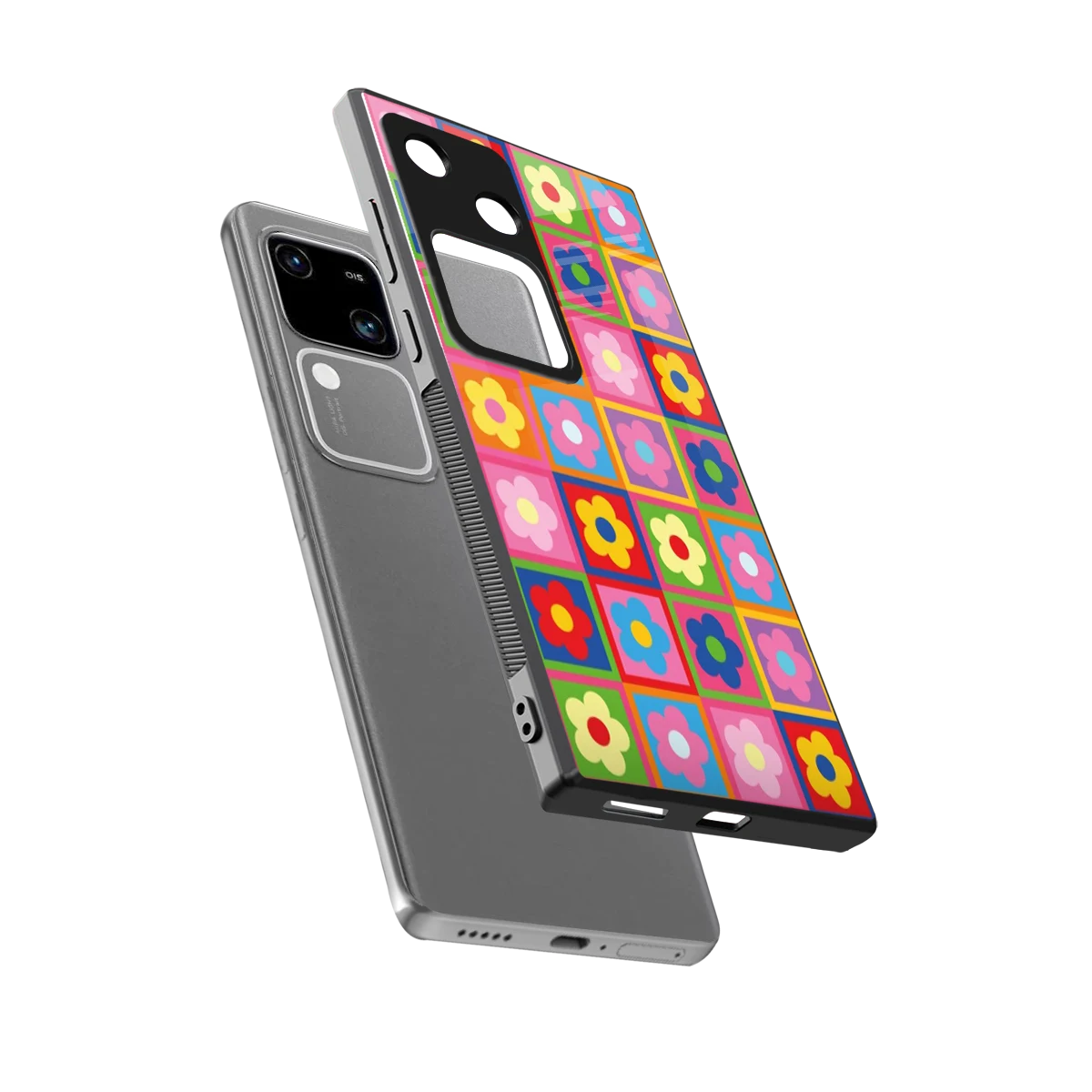 Blossom Harmony sleek vivo v30 cover with tempered glass back and TPU edges