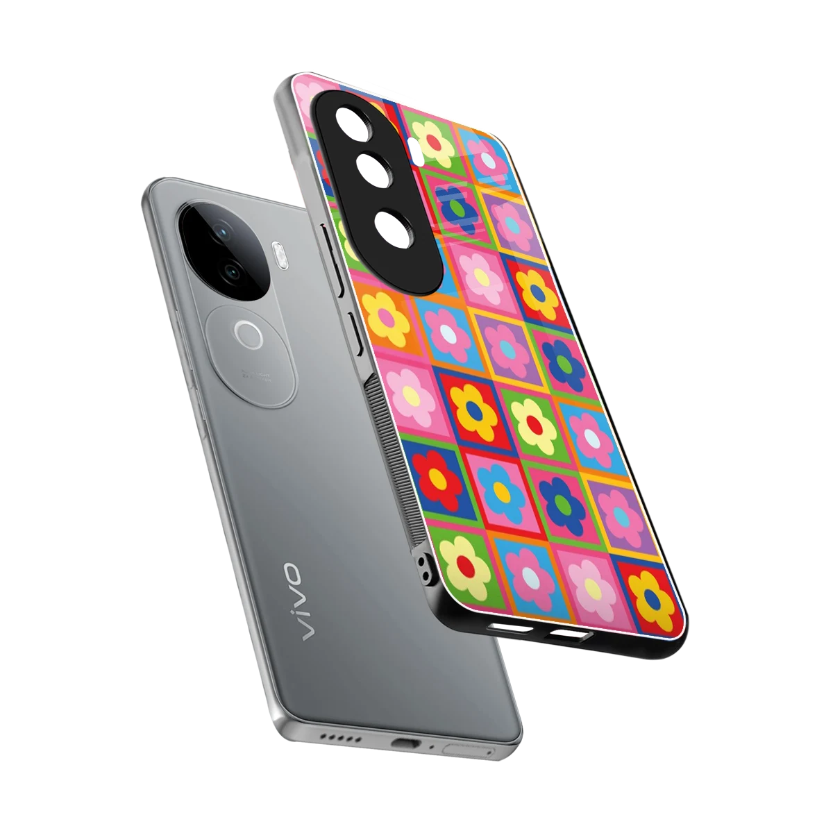 Blossom Harmony sleek vivo v40e cover with tempered glass back and TPU edges