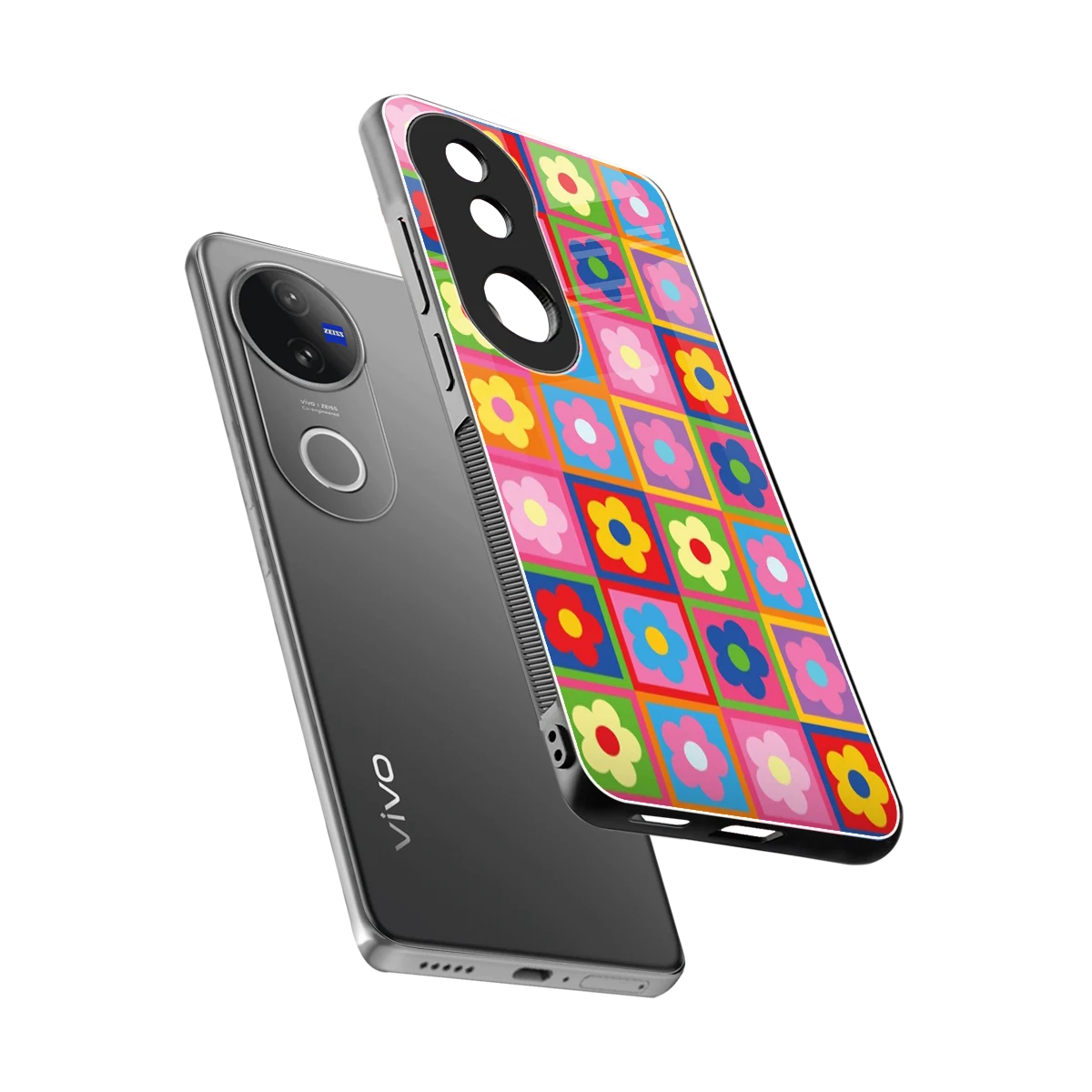 Blossom Harmony sleek vivo v50 cover with tempered glass back and TPU edges