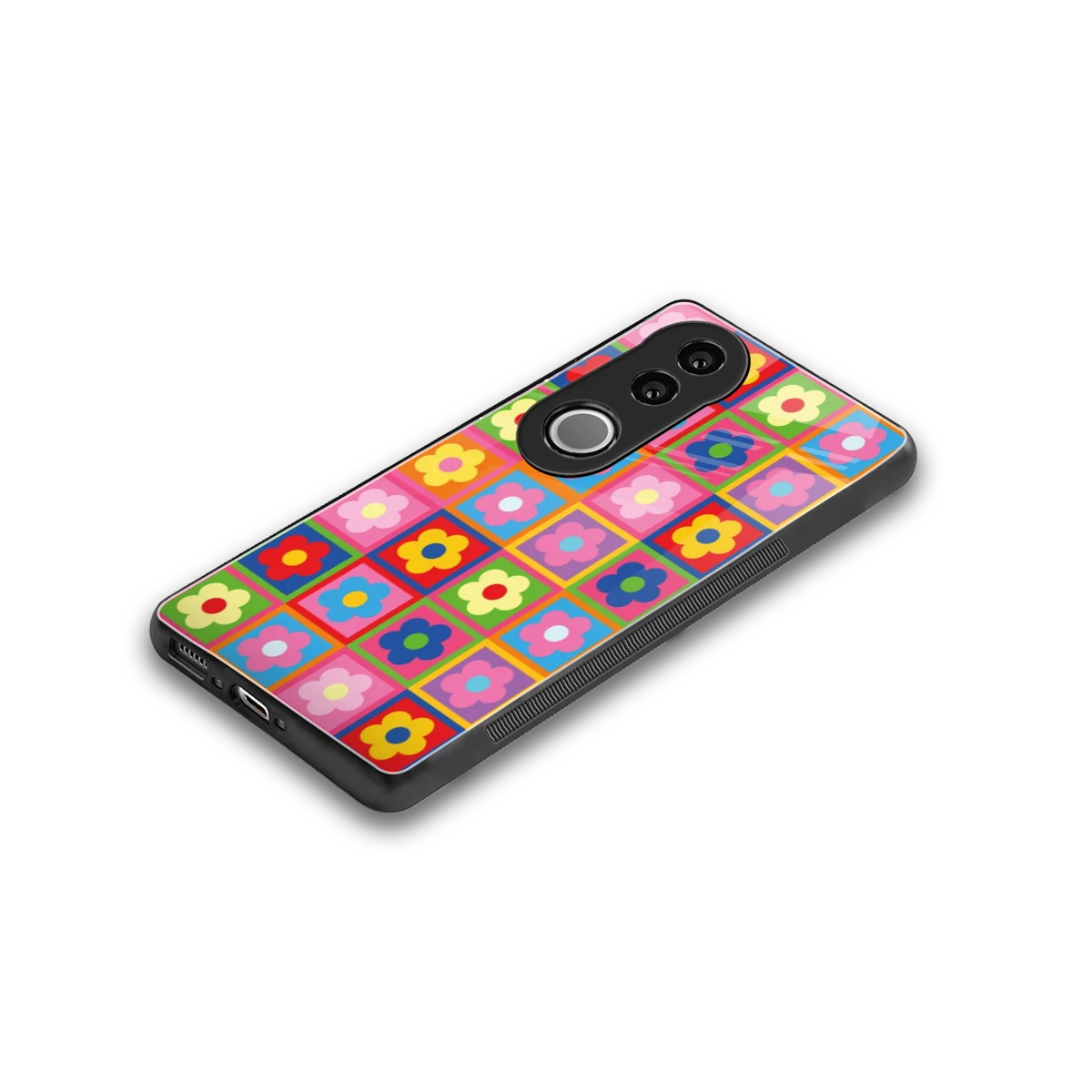 Blossom Harmony stylish phone case for vivo v50 | glossy glass and slim fit