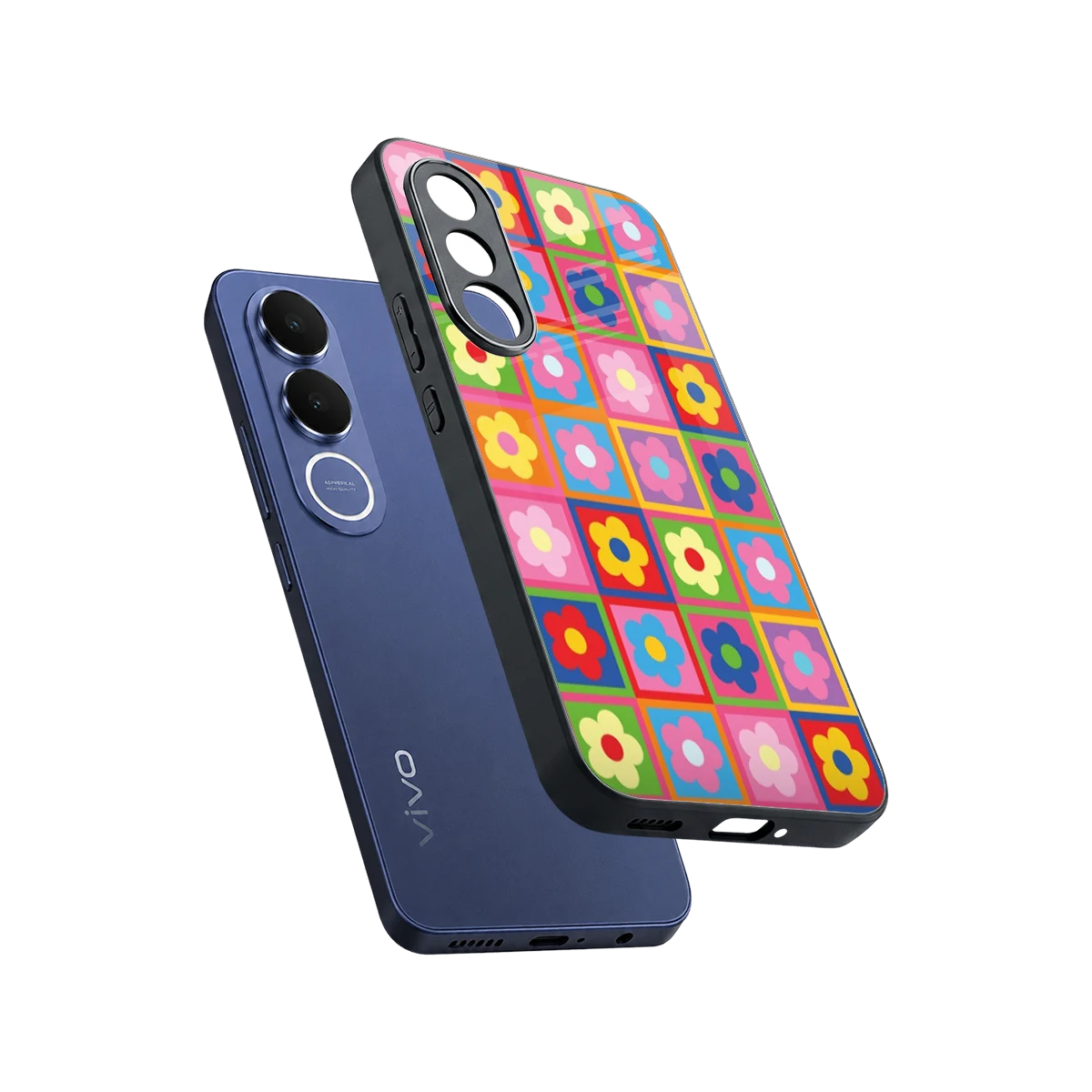 Blossom Harmony sleek vivo v70 fe cover with tempered glass back and TPU edges