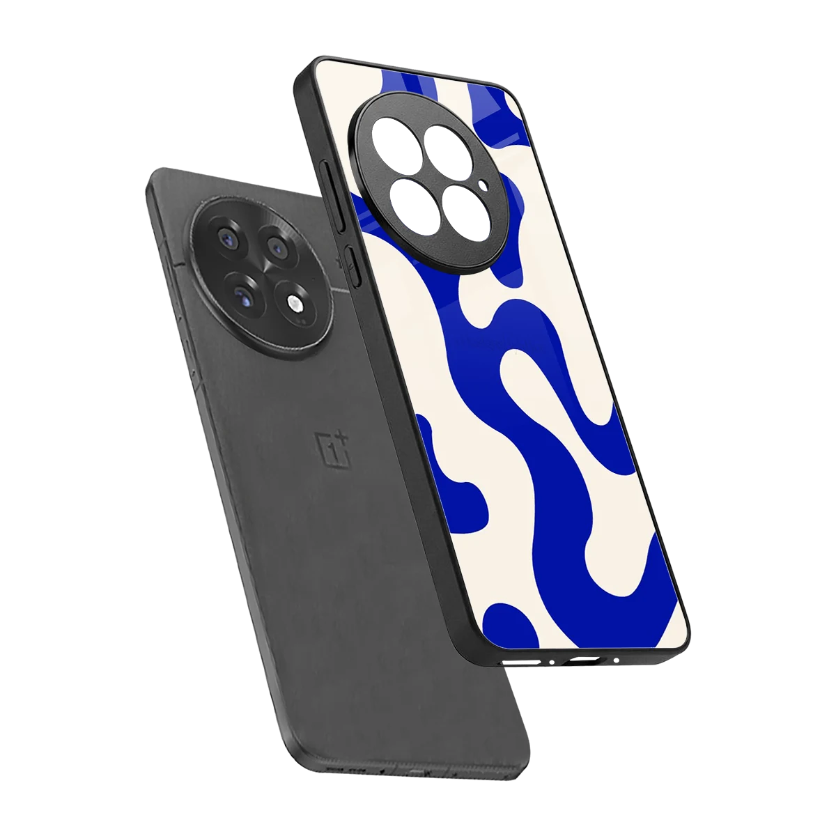 Blue Drift sleek oneplus 13 cover with tempered glass back and TPU edges