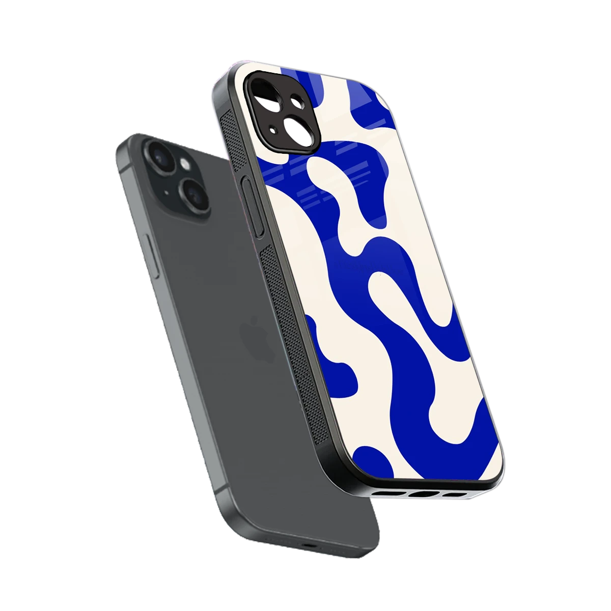 Blue Drift sleek iphone 15 plus cover with tempered glass back and TPU edges