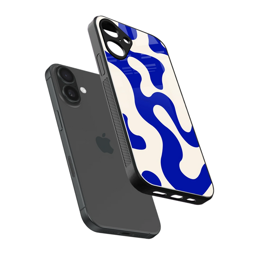 Blue Drift sleek iphone 16 plus cover with tempered glass back and TPU edges