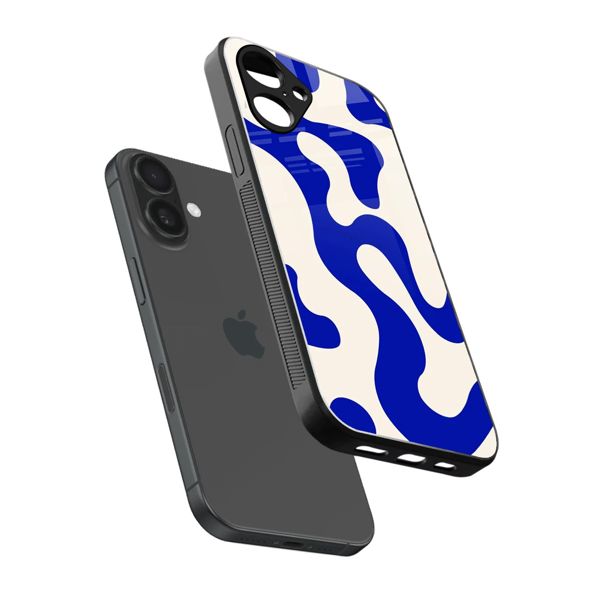 Blue Drift sleek iPhone 16 cover with tempered glass back and TPU edges